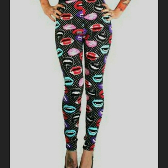 Too Fast Pants - TOO FAST RAT BABY WOMENS LIPS LEGGINGS